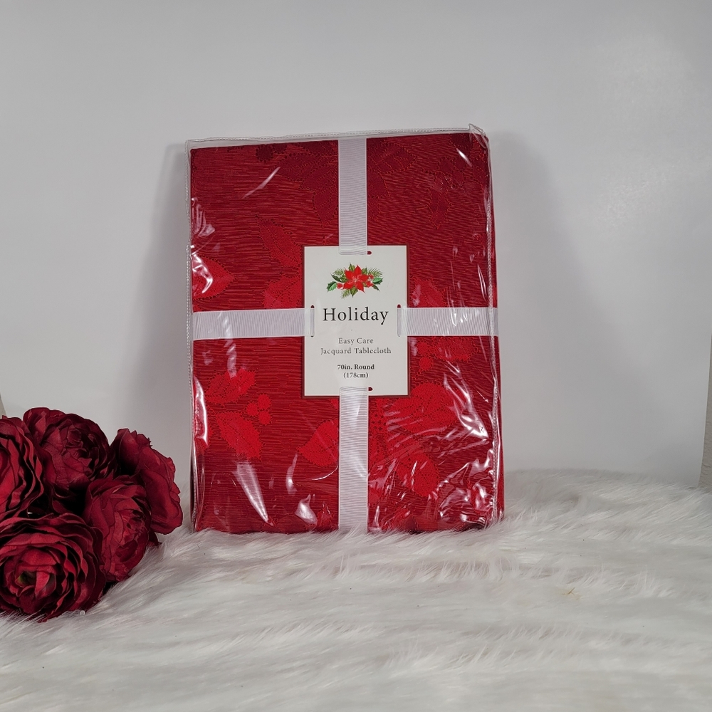 Holiday Easy Care Jacquard Tablecloth